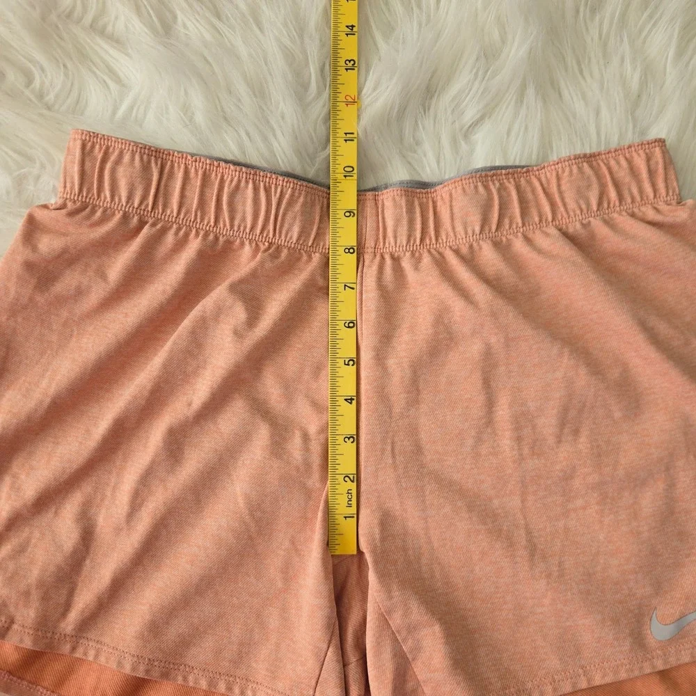 Nike Dri-FIT Womens Running Shorts Orange Heathered Elastic Waist Gym Large‎